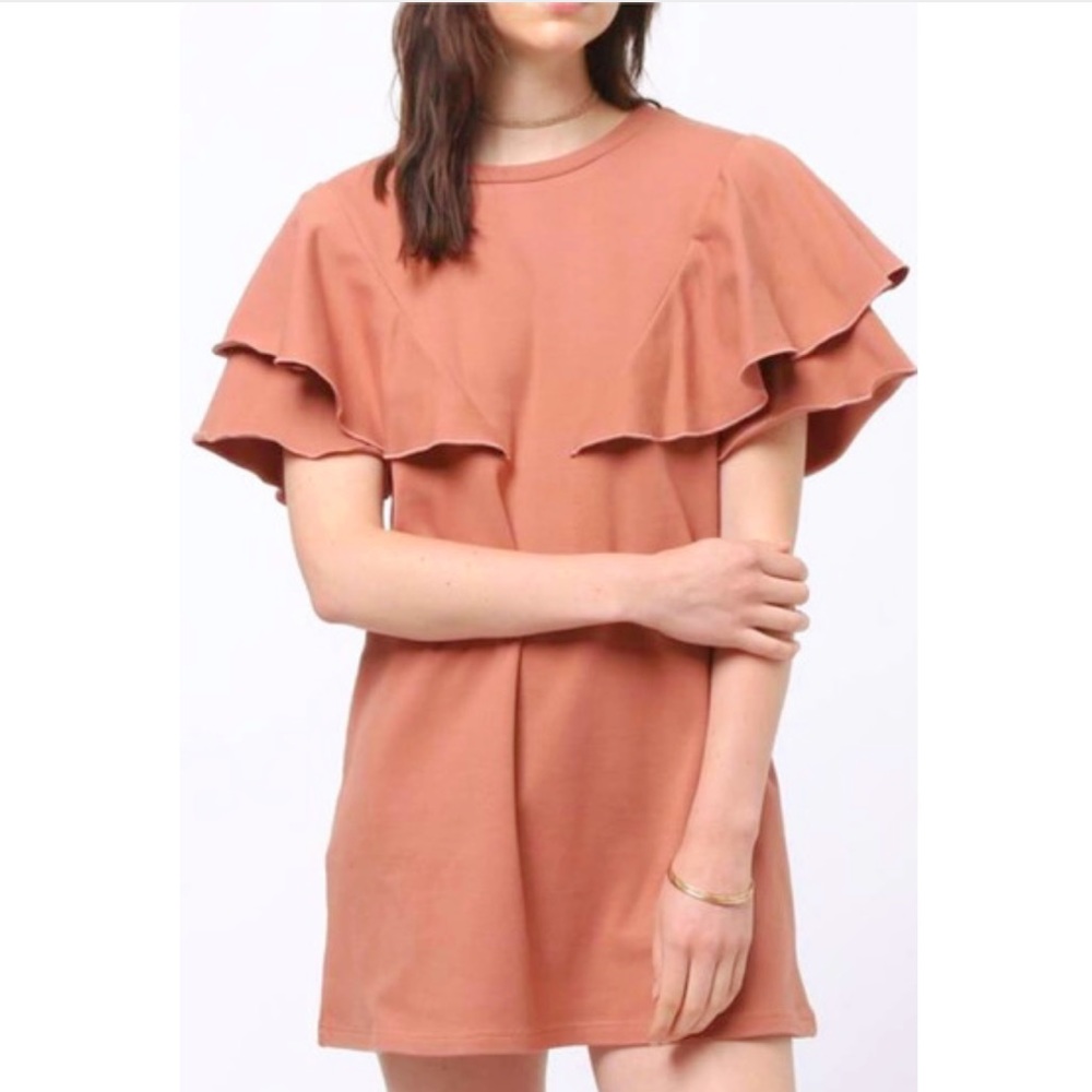 Zara Trafaluc peach butterfly sleeve tunic sz L